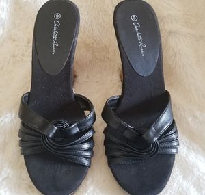 Sexy & comfortable Black Wedge Slides